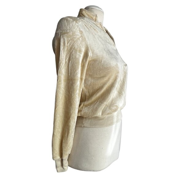 Sultra Vintage 70's Terry Cloth Velour Collared Blouse Long Sleeve Sz Large Yell - Picture 5 of 12